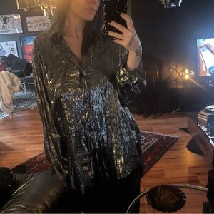 Vintage Gunmetal Button Up Blouse